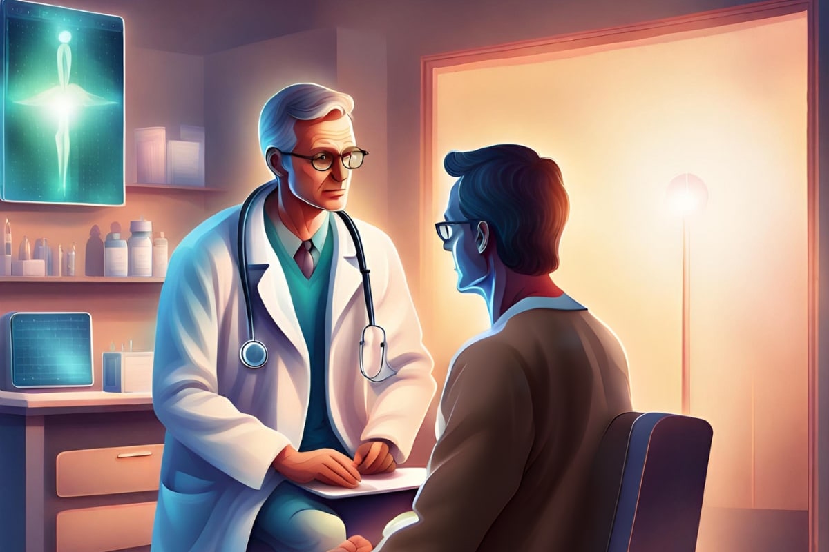 Medico e paziente che parlano in uno studio medico